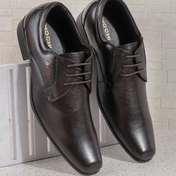 Mochi Men Brown Solid Leather Formal Derbys-image-43