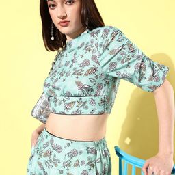 QUIERO Printed Pure Cotton Top with Palazzos-5