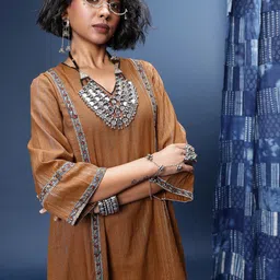 Taavi Regular Pure Cotton Bagru Kurta with Trousers-picture-24