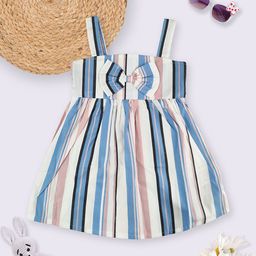 Moms Love Infant Girls Cotton Striped Fit & Flare Dress-image-35