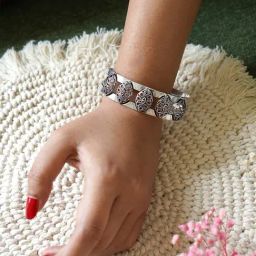 Teejh Amayah Silver Oxidised Bracelet Cuff Bracelet for Women-47