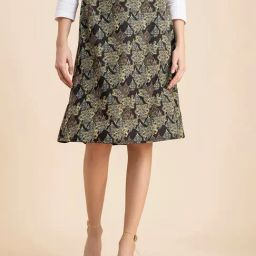 Moomaya Black & Yellow Printed Skirt-image-74