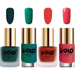 VOLO Set Of 4 Velvet Matte & Extra Shine Nail Polish-8 ml & 9.9 ml Each Shade 12-44-26-56 image 1