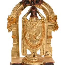 Exotic India Gold-Toned & Brown Lord Venkateshvara Religious Idol Showpiece-image-54
