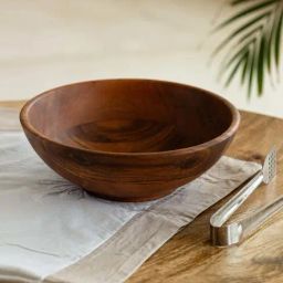 ExclusiveLane Dark Brown Acacia Wood Elemental' Handcrafted Serving Salad Bowl-19