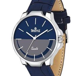 SWISSTYLE Men Brass Embellished Dial & Stainless Steel Straps Analogue Watch SS-GR077-BLU-BLU-4