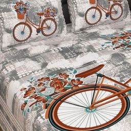 THE HOBBY BOUNTY Grey & White Printed 210 TC King Bedsheet Set -2.28 m x 2.74 m-image-85