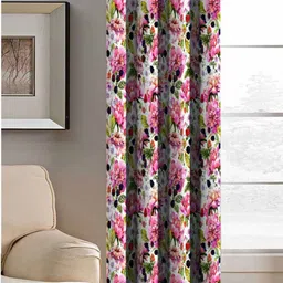 Aura White & Pink Floral Printed Light Blocking Door Curtain-picture-21