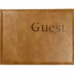 Sukeshcraft Pu Guest Notebook White and Grey Paper Print Light Brown-44