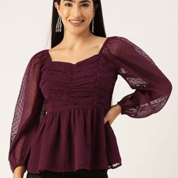 Slenor Sweetheart Neck Georgette Peplum Top-image-33