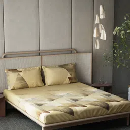 DDecor Brown & Grey Geometric 144 TC Pure Cotton Queen Bedsheet with 2 Pillow Covers-picture-6