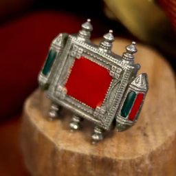 Teejh Meena Multicolored Enamel Silver Oxidized Ring-17