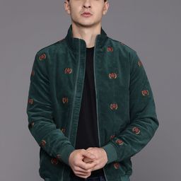 Allen Solly Mock Collar Brand Logo Embroidered Corduroy Tailored Jacket-picture-40