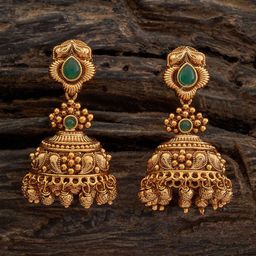 Kushal's Fashion Jewellery Dome Shaped Ethnic Antique Jhumkas Earrings-image-3