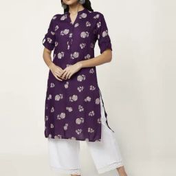 Rangmanch by Pantaloons Purple Printed Straight Kurta-image-23