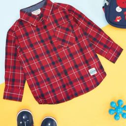 Pantaloons Baby Kids Red Cotton Chequered Full Sleeves Shirt-image-56