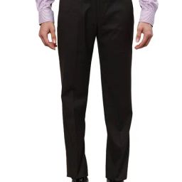 Park Avenue Brown Regular Fit Checks Trousers-picture-5