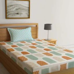 Klotthe Multicolor Cotton Blend 300 TC Single Bedsheet With 1 Pillow Cover-picture-25