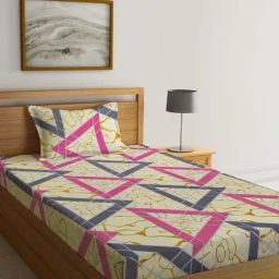 Klotthe Multicolor Cotton Blend 300 TC Single Bedsheet With 1 Pillow Cover-image-100