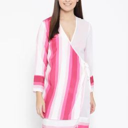 Erotissch Pink & White Printed Robe-image-3