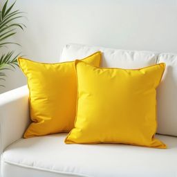 Aurave Yellow Set of 2 Square Cushion Covers-80