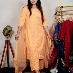 Vishudh Women Solid Polyester Kurta Set-picture-14