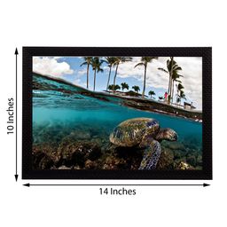 eCraftIndia Green & Blue Sea Side UV Wall Art-image-87