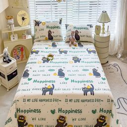 JC HOME White & Blue Conversational Printed 220 TC Queen Bedsheet Set 1.8 m x 2.3 m-image-22