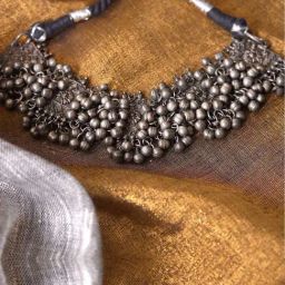 Teejh Shrika Antique Silver Polish Choker Necklace-image-6
