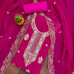 KALINI Floral Embroidered Embellished Georgette Unstitched Dress Material-picture-27