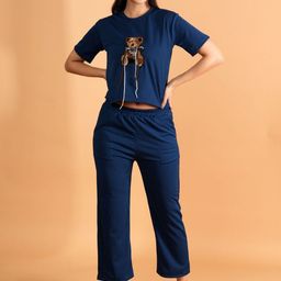 Dreambe Teddy Self Design Round Neck T-shirt With Trousers-24
