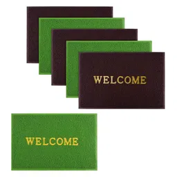 Kuber Industries Set Of 6 Maroon & Green Anti-Skid Doormats-61