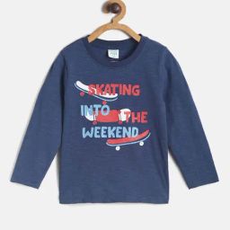 MINIKLUB Kids Blue Printed Full Sleeves T-Shirt-image-76