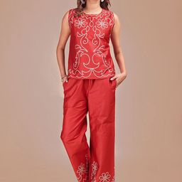 Tikhi Imli Embroidered Cotton Round Neck Tunic With Trousers Co-Ords-image-48