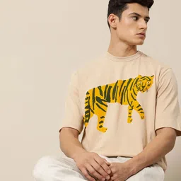 Mr Bowerbird Men Pure Cotton Liberal Fit Tiger Print T-shirt-image-7