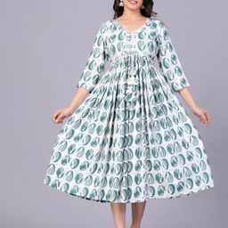 Moda Rapido Floral Printed Mandarin Collar Fit And Flare Ethnic Dresses-picture-48