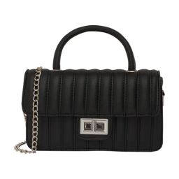 Lino Perros Black Quilted Medium Satchel Handbag-48