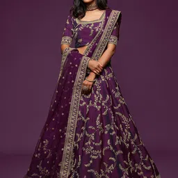 DIVASTRI Embroidered Thread Work Semi-Stitched Lehenga & Unstitched Blouse With Dupatta-picture-37