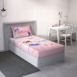DDecor Pink & Blue Conversational 144 TC Single Bedsheet with 1 Pillow Covers-picture-12