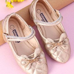 Cute Walk by Babyhug Sandals with Bow Applique - Gold-image-27