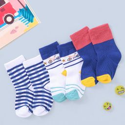 Cutewalk By Babyhug Anti Bacterial Ankle Length Socks Stripes Design Pack Of 3- Multicolor-image-105
