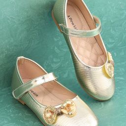 Pine Kids Velcro Closure Bellies with Bow Applique - Golden-image-76