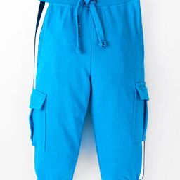 Babyhug Cotton Looper Knit Full Length Lounge Pant Solid Color - Blue-image-28