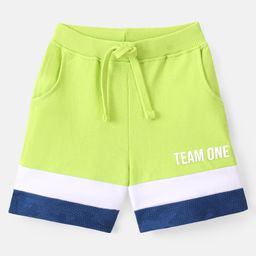 Babyhug Cotton Looper Shorts Colour Block Design - Green-image-93