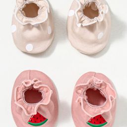 Ben Benny Interlock Cotton Knit Booties with Polka Dot & Fruit Print Pack Of 2 - Pink-image-30