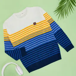 Pantaloons Junior Full Sleeves Striped Sweater - Multi Colour-picture-35