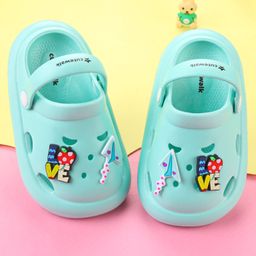 Cute Walk by Babyhug Clogs with Back Strap & Love Text Applique - Sea Green-image-32