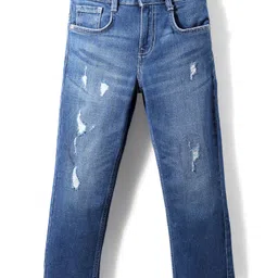 UCB Cotton Woven Full Length Solid Color Jeans - Blue-picture-4