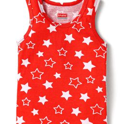 Babyhug 100% Cotton Knit Sleeveless Sando With Star Print - Red-picture-34