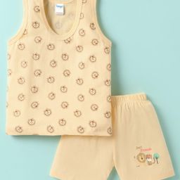 Tango Single Jersey Knit Animal Printed Vest & Shorts - Yellow-12